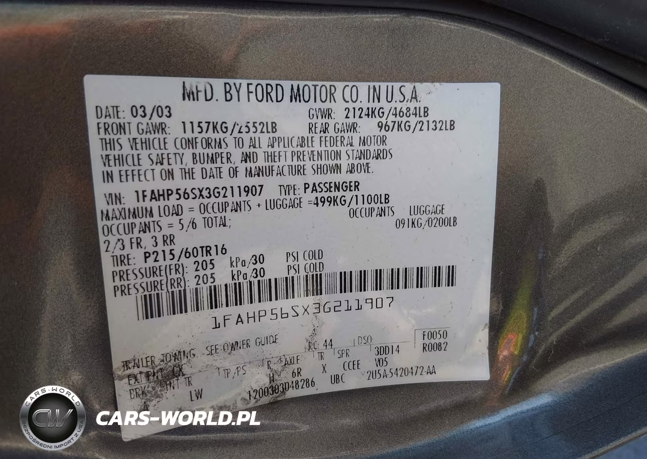 2003 Ford Taurus Sel VIN:1FAHP56SX3G211907 - 9
