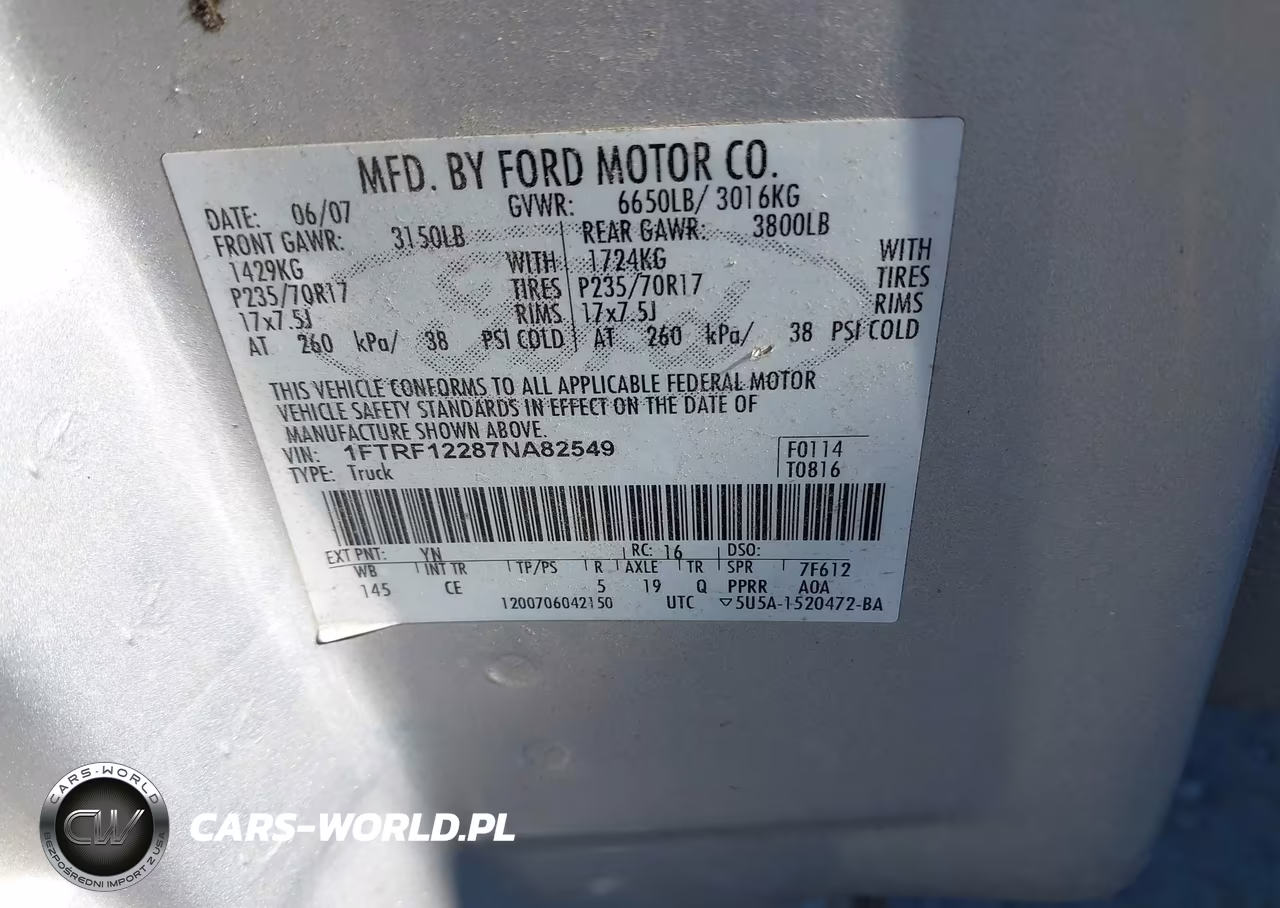 2007 Ford F-150 Stx-Xl-Xlt VIN:1FTRF12287NA82549 - 9