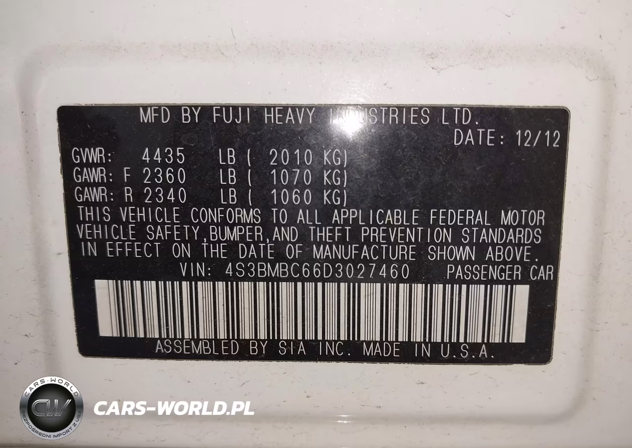 2013 Subaru Legacy 2.5I Premium VIN:4S3BMBC66D3027460 - 9