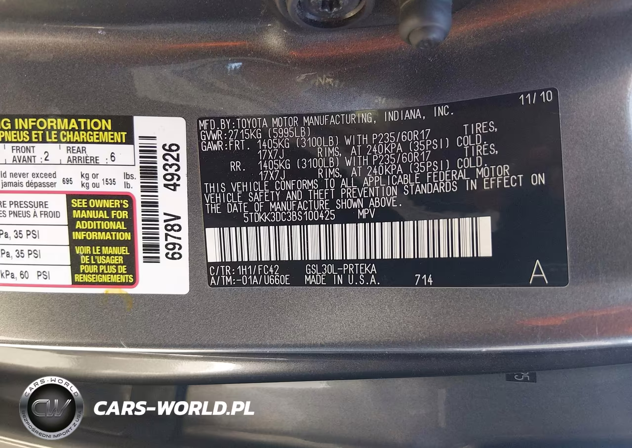 2011 Toyota Sienna Le V6 VIN:5TDKK3DC3BS100425 - 11