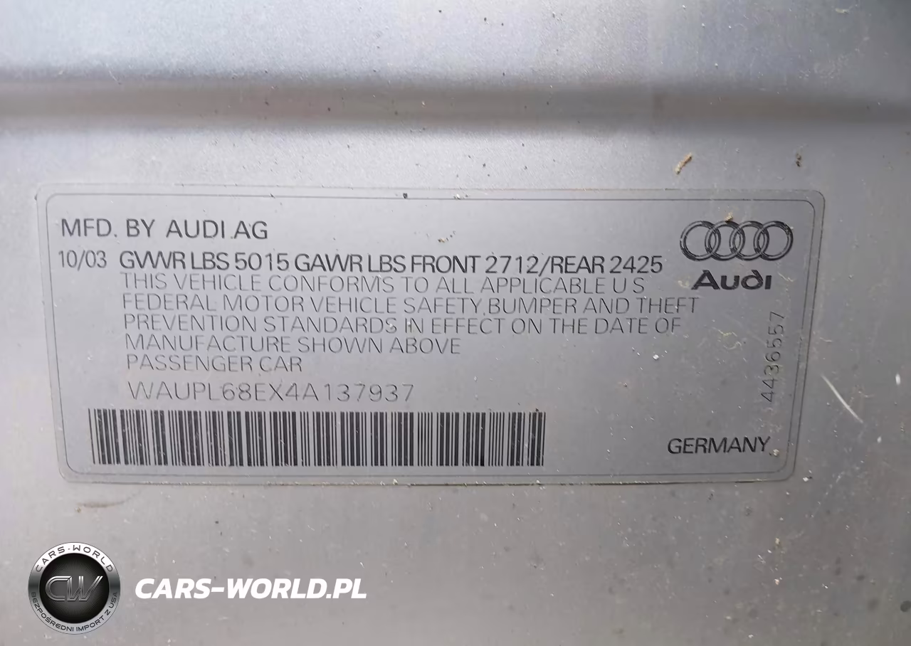 2004 Audi S4 4.2 VIN:WAUPL68EX4A137937 - 9