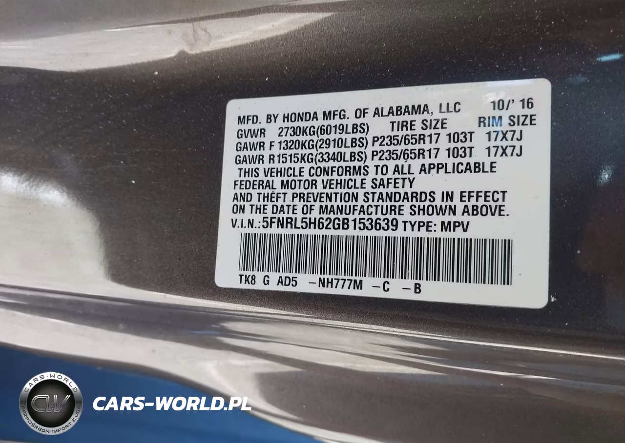2016 Honda Odyssey Ex-L VIN:5FNRL5H62GB153639 - 9