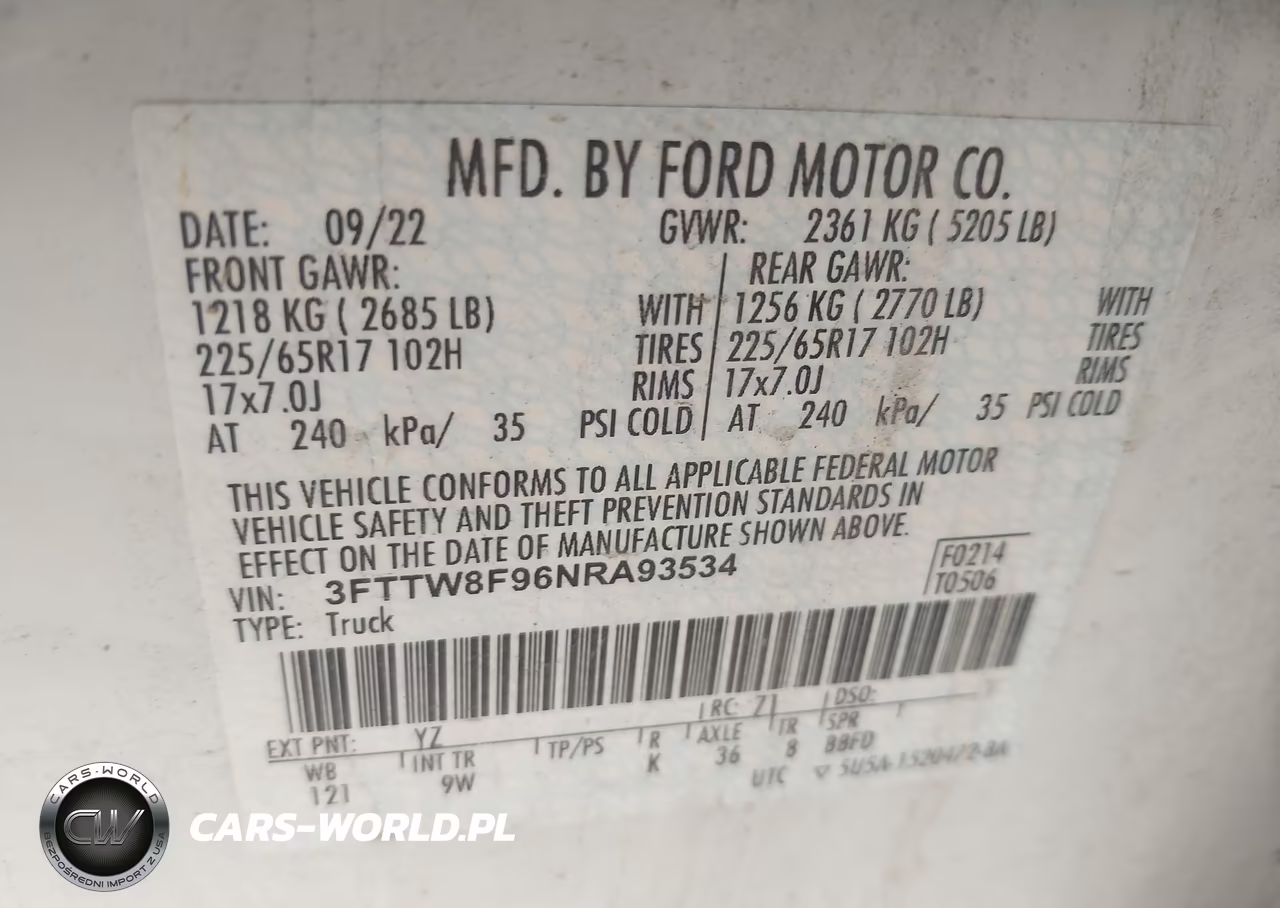 2022 Ford Maverick Xl VIN:3FTTW8F96NRA93534 - 9