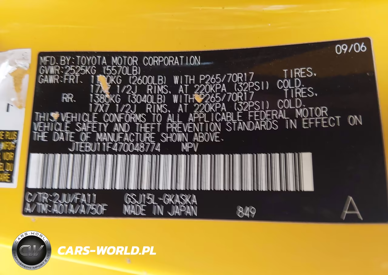 TOYOTA FJ CRUISER VIN:JTEBU11F470048774 - 9