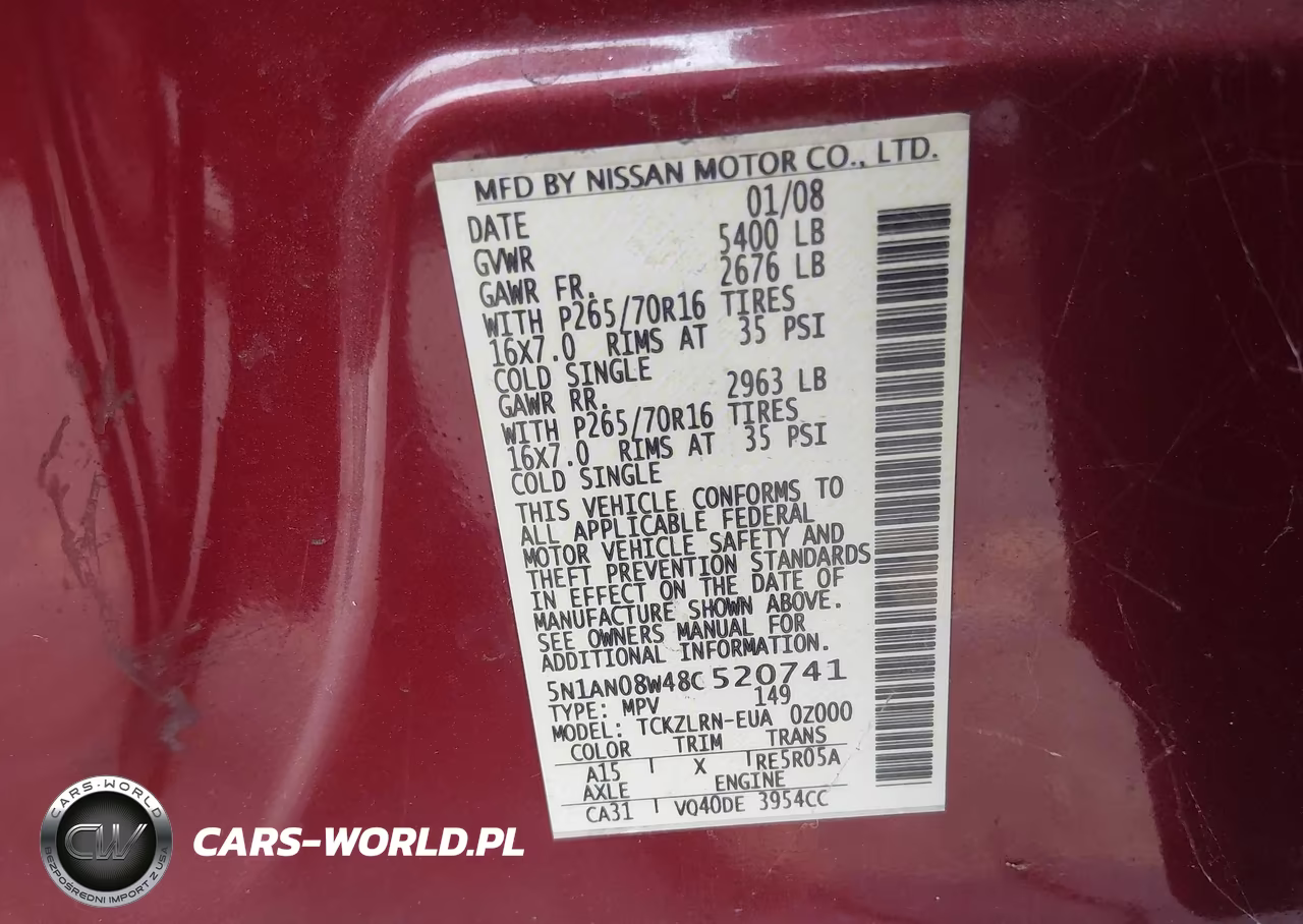 2008 Nissan Xterra S VIN:5N1AN08W48C520741 - 9