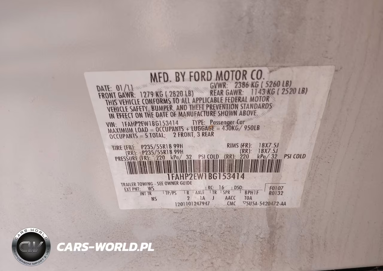 2011 Ford Taurus Sel VIN:1FAHP2EW1BG153414 - 9