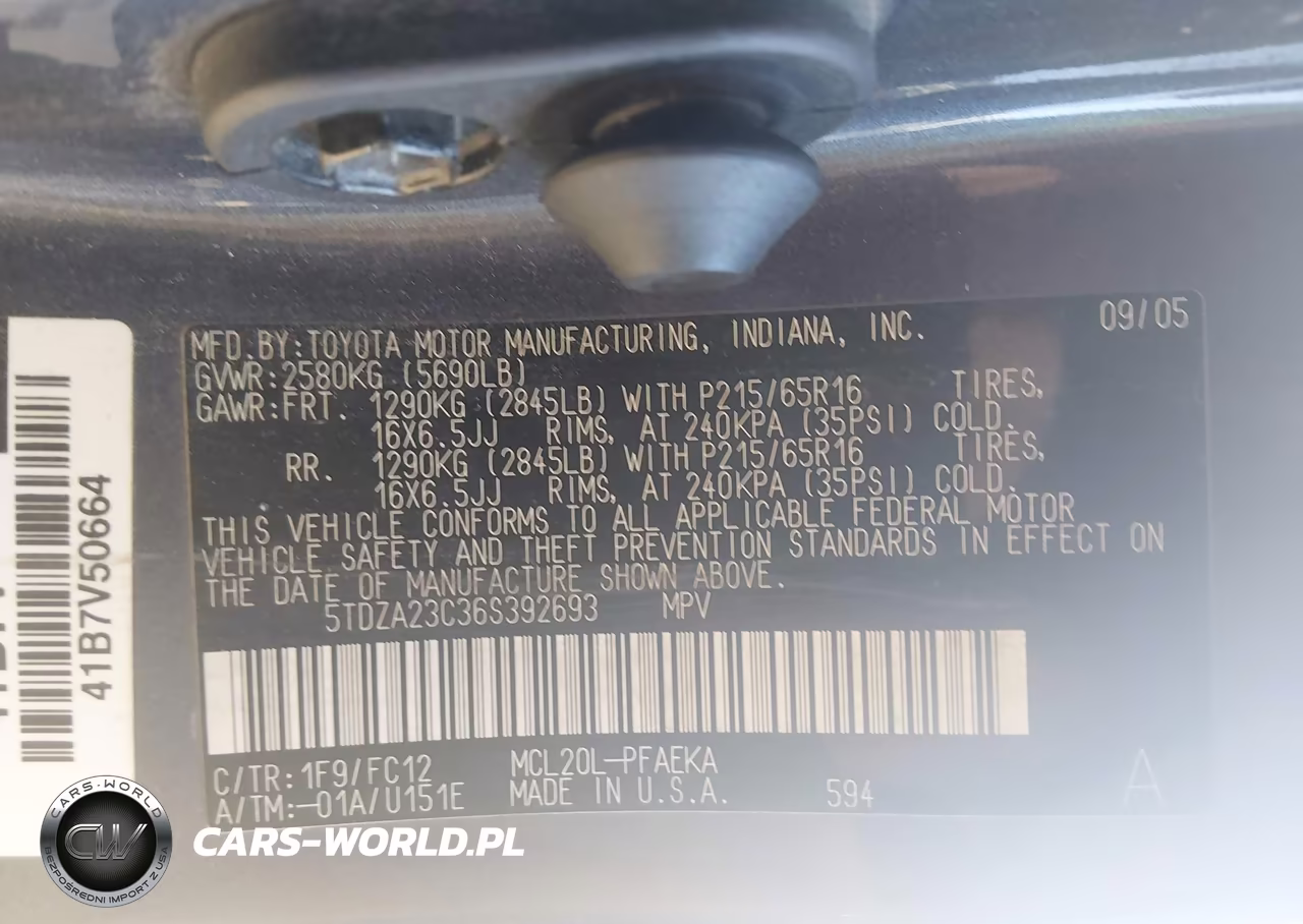 2006 Toyota Sienna Le VIN:5TDZA23C36S392693 - 9