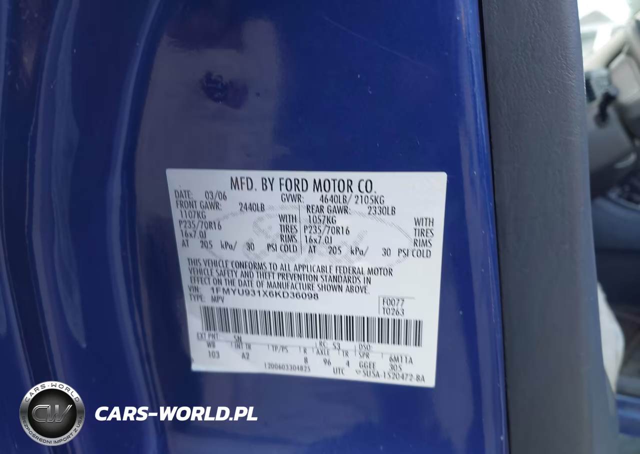 2006 Ford Escape Xlt-Xlt Sport VIN:1FMYU931X6KD36098 - 9
