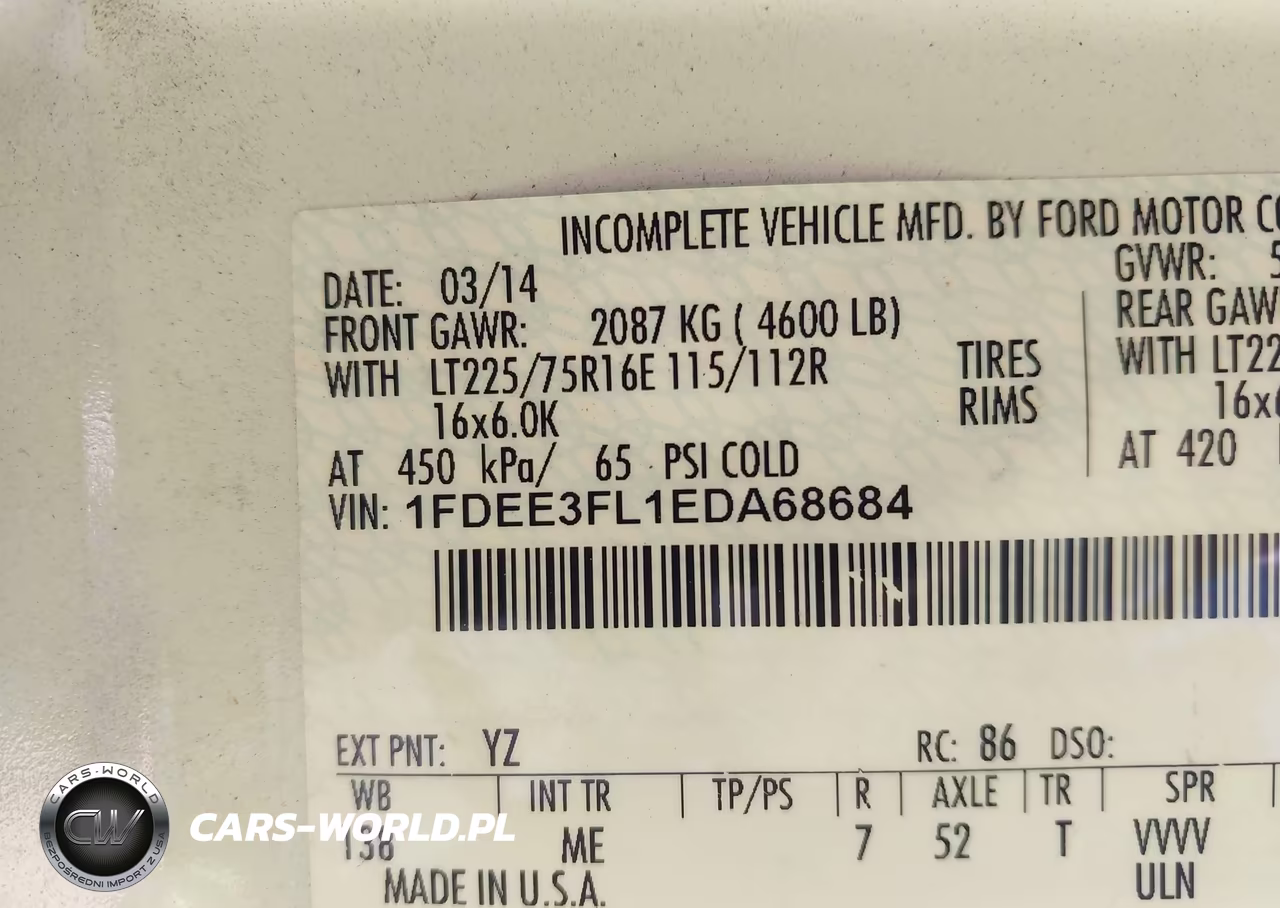 2014 Ford Econoline E350 Super Duty Ctway Van VIN:1FDEE3FL1EDA68684 - 8