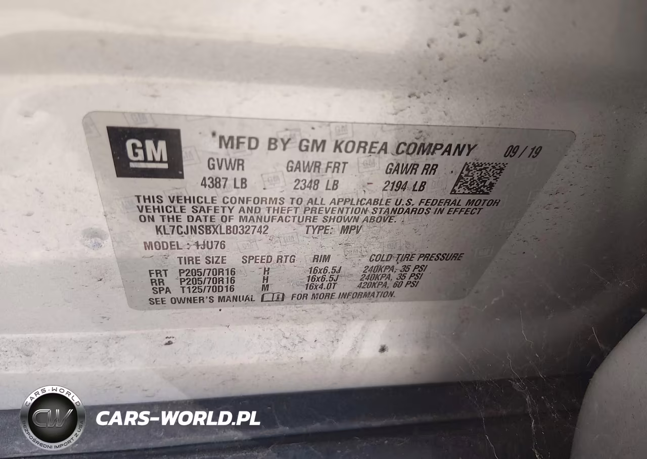 2020 Chevrolet Trax Awd Ls VIN:KL7CJNSBXLB032742 - 9
