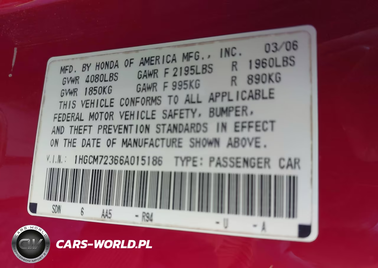 2006 Honda Accord 2.4 Lx VIN:1HGCM72366A015186 - 9