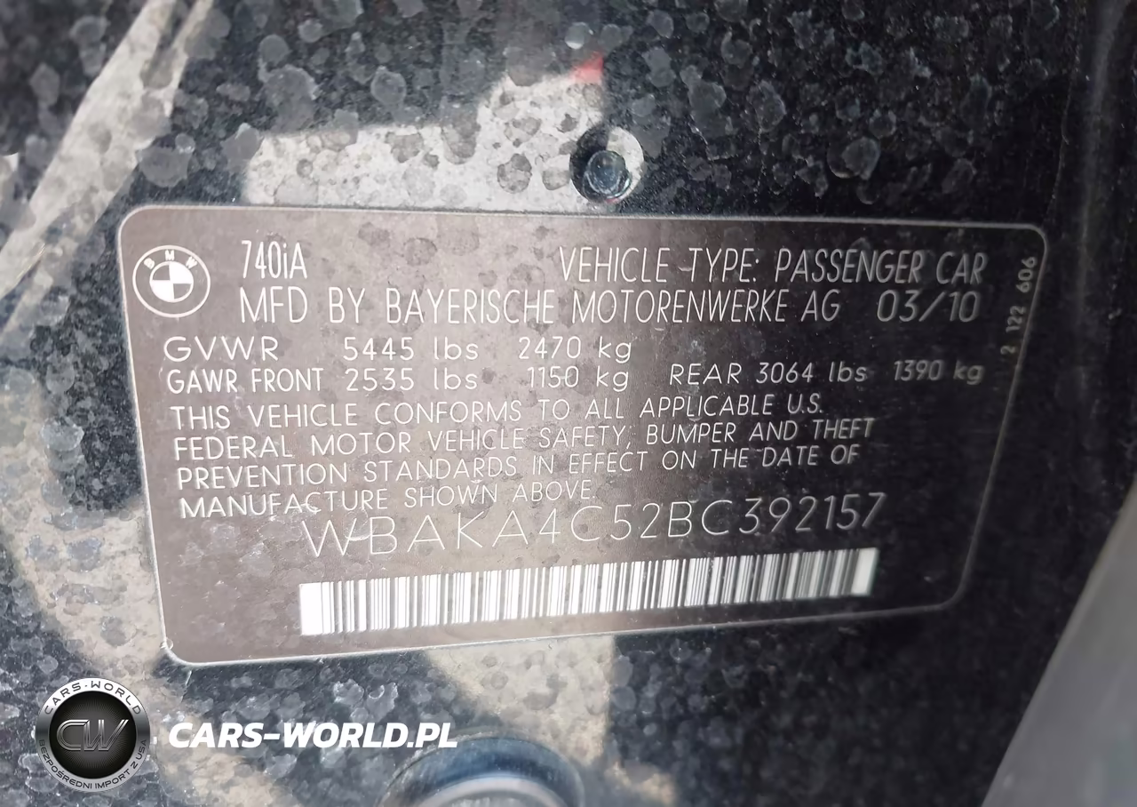 2011 BMW 740I VIN:WBAKA4C52BC392157 - 9