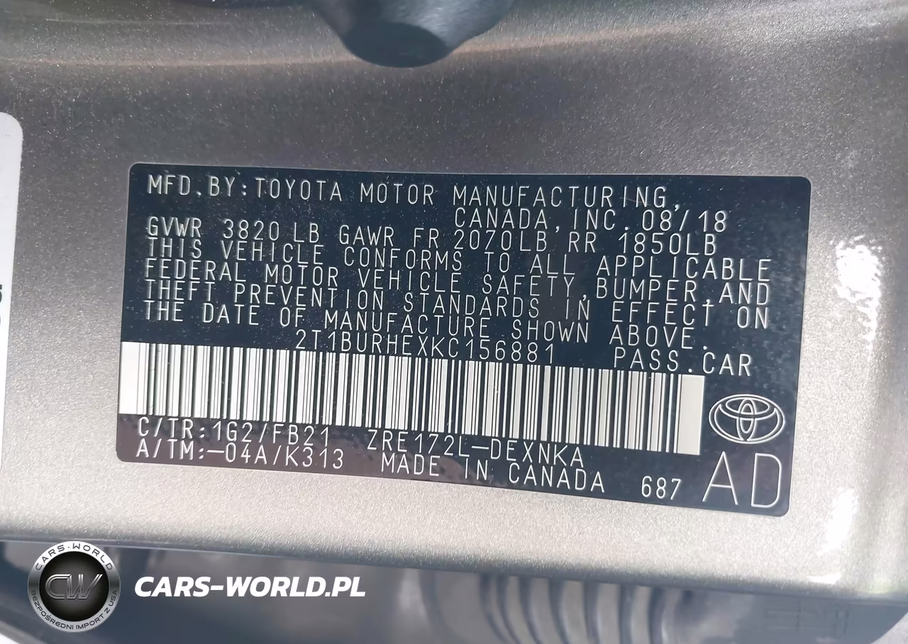 2019 Toyota Corolla Le VIN:2T1BURHEXKC156881 - 9