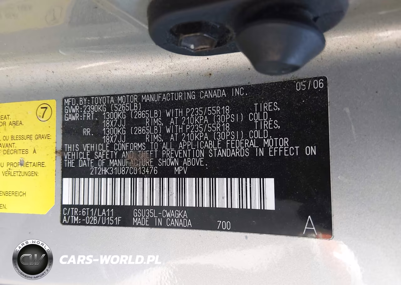 2007 Lexus Rx 350 VIN:2T2HK31U87C013476 - 9