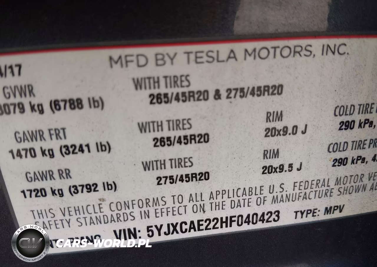 2017 Tesla Model X 100D-75D-90D VIN:5YJXCAE22HF040423 - 9