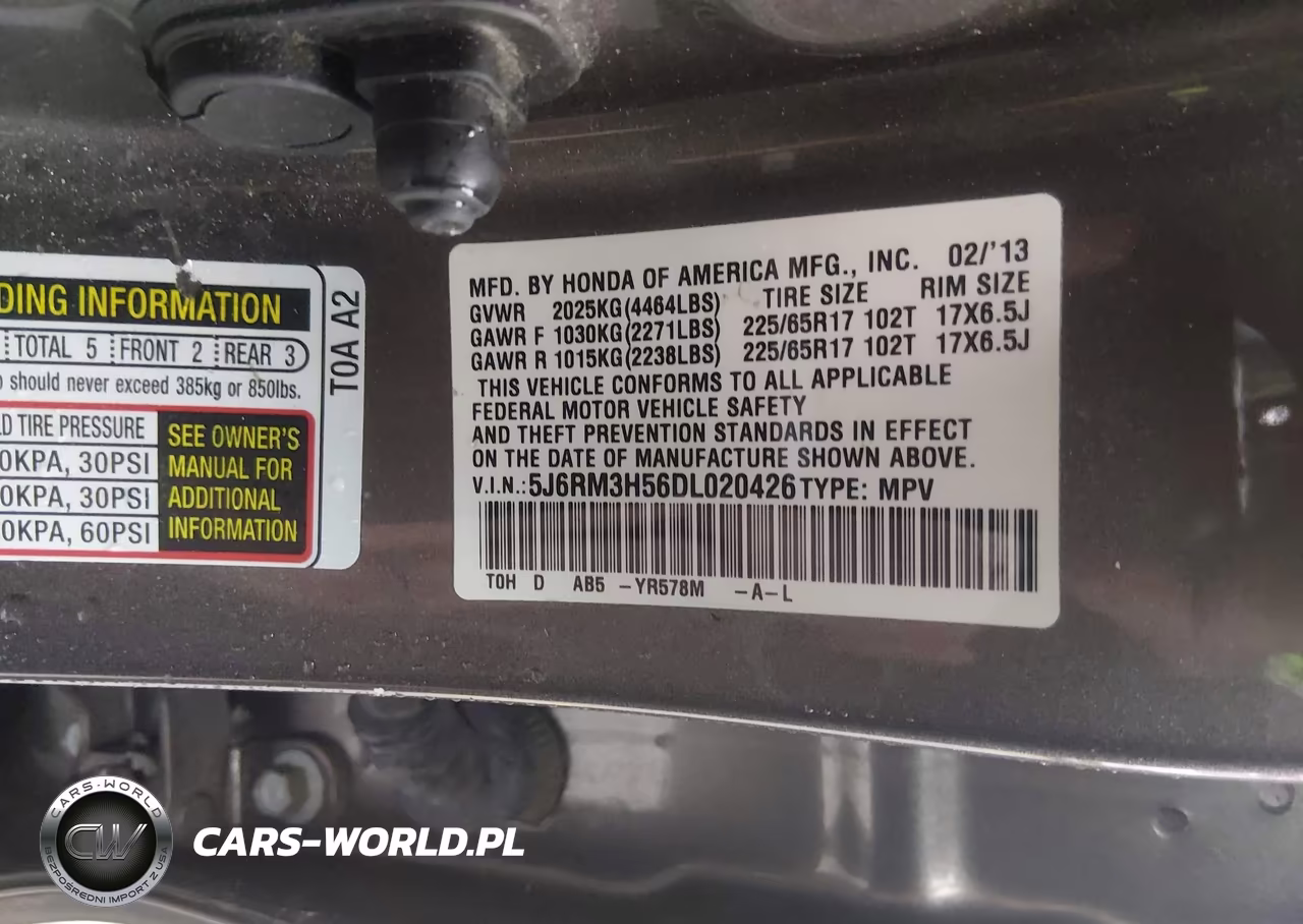 2013 Honda Cr-V Ex VIN:5J6RM3H56DL020426 - 9