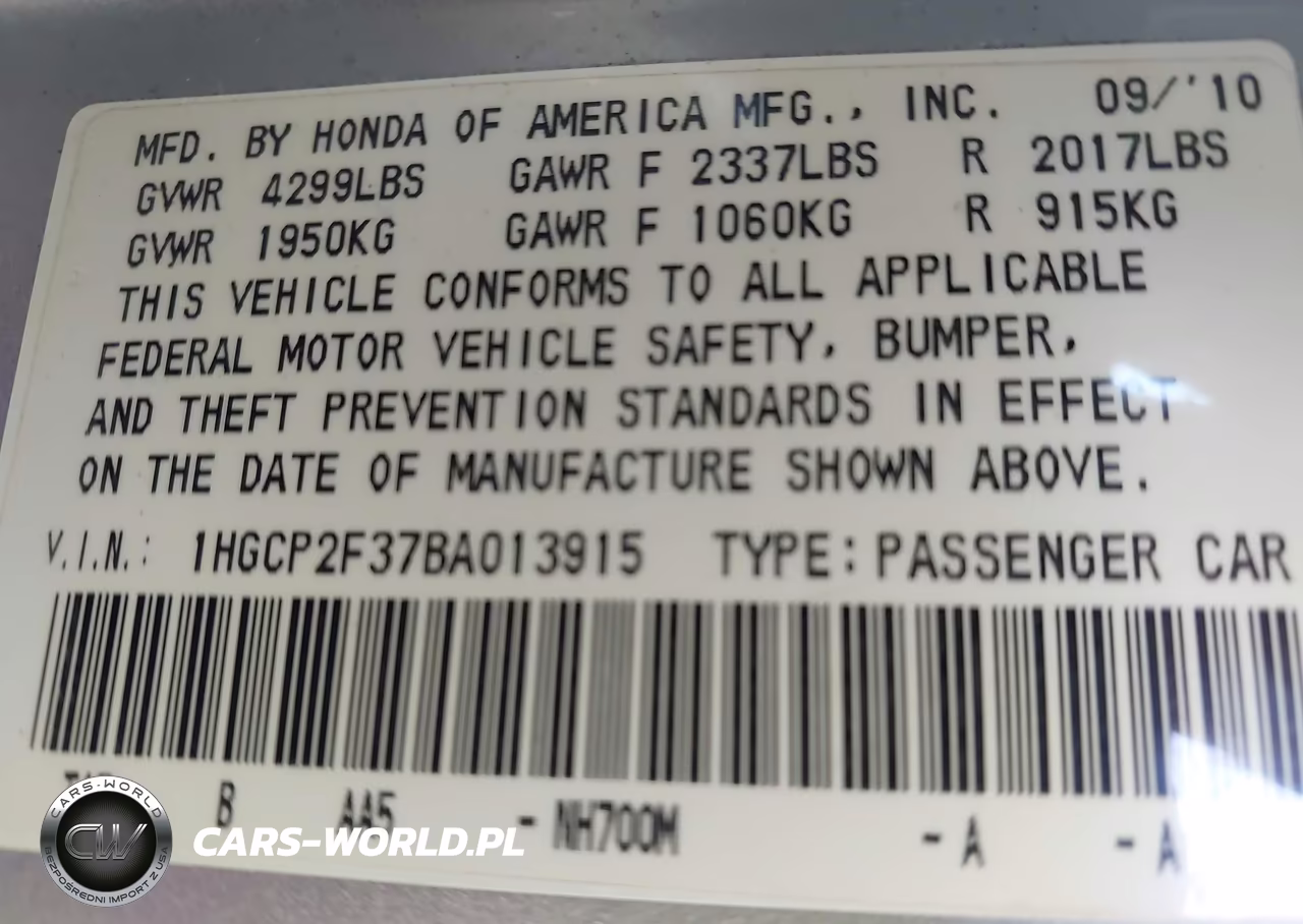 2011 Honda Accord 2.4 Lx VIN:1HGCP2F37BA013915 - 9
