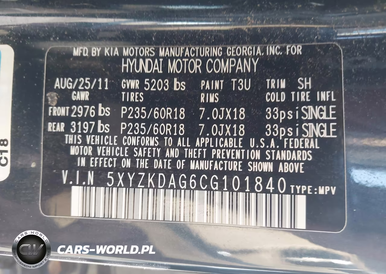 2012 Hyundai Santa Fe Limited V6 VIN:5XYZK4AG6CG101840 - 9