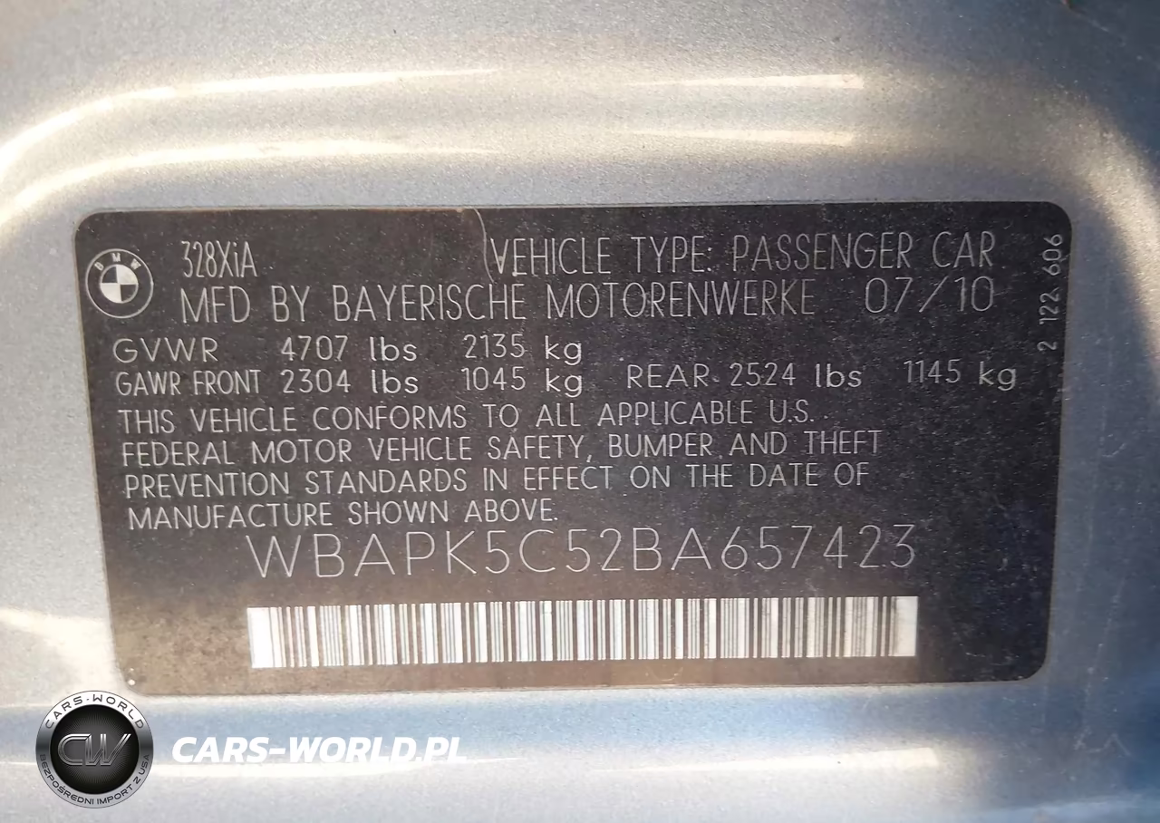 2011 BMW 328I xDrive VIN:WBAPK5C52BA657423 - 9