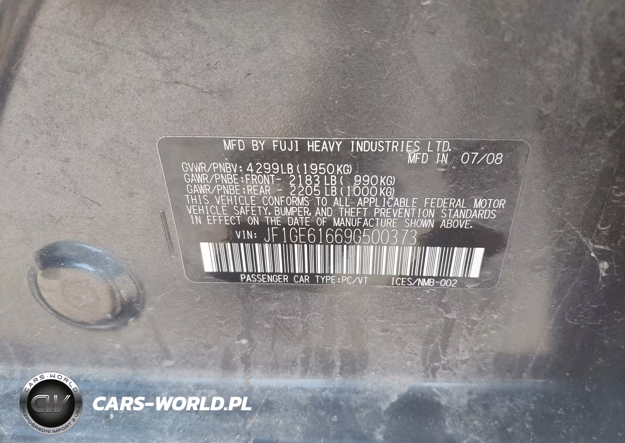 2009 Subaru Impreza 2.5I VIN:JF1GE61669G500373 - 9