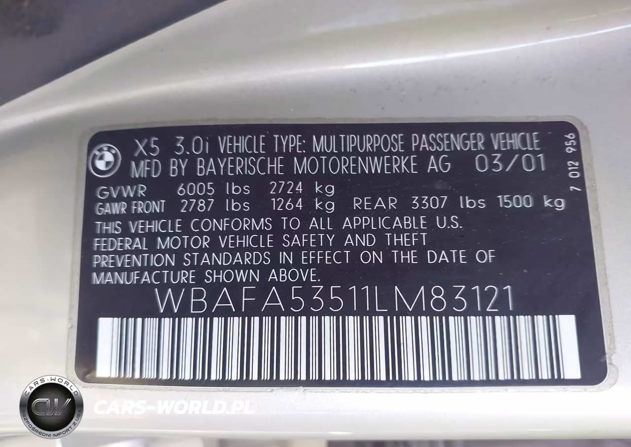 2001 BMW X5 3.0 VIN:WBAFA53511LM83121 - 9