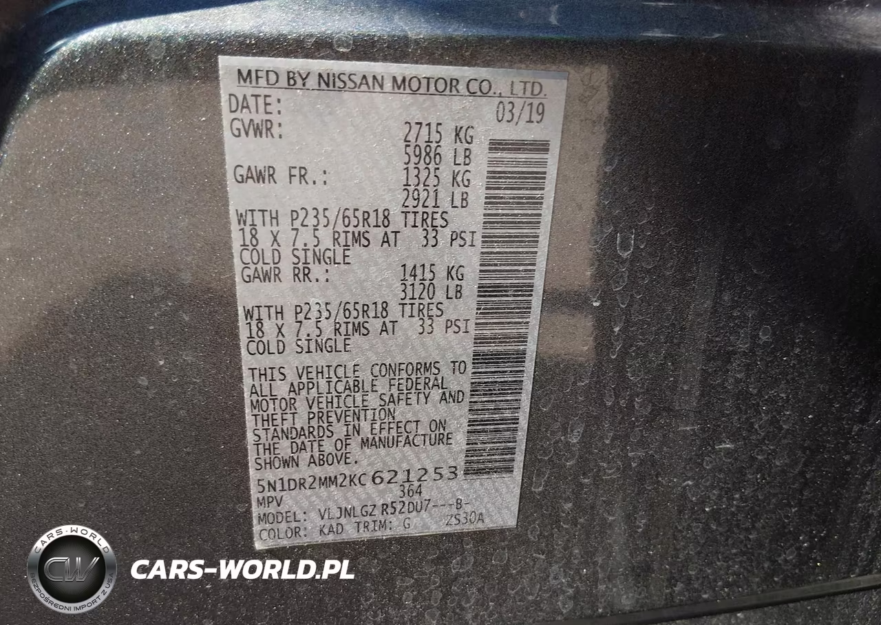 2019 NISSAN PATHFINDER VIN:5N1DR2MM2KC621253 - 9
