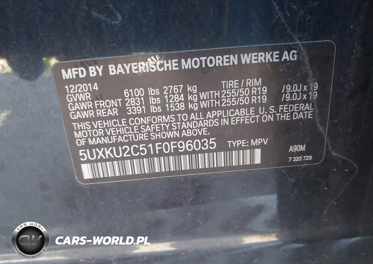 2015 BMW X6 xDrive35I VIN:5UXKU2C51F0F96035 - 9