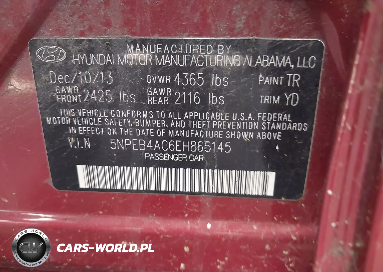 2014 Hyundai Sonata Gls VIN:5NPEB4AC6EH865145 - 9