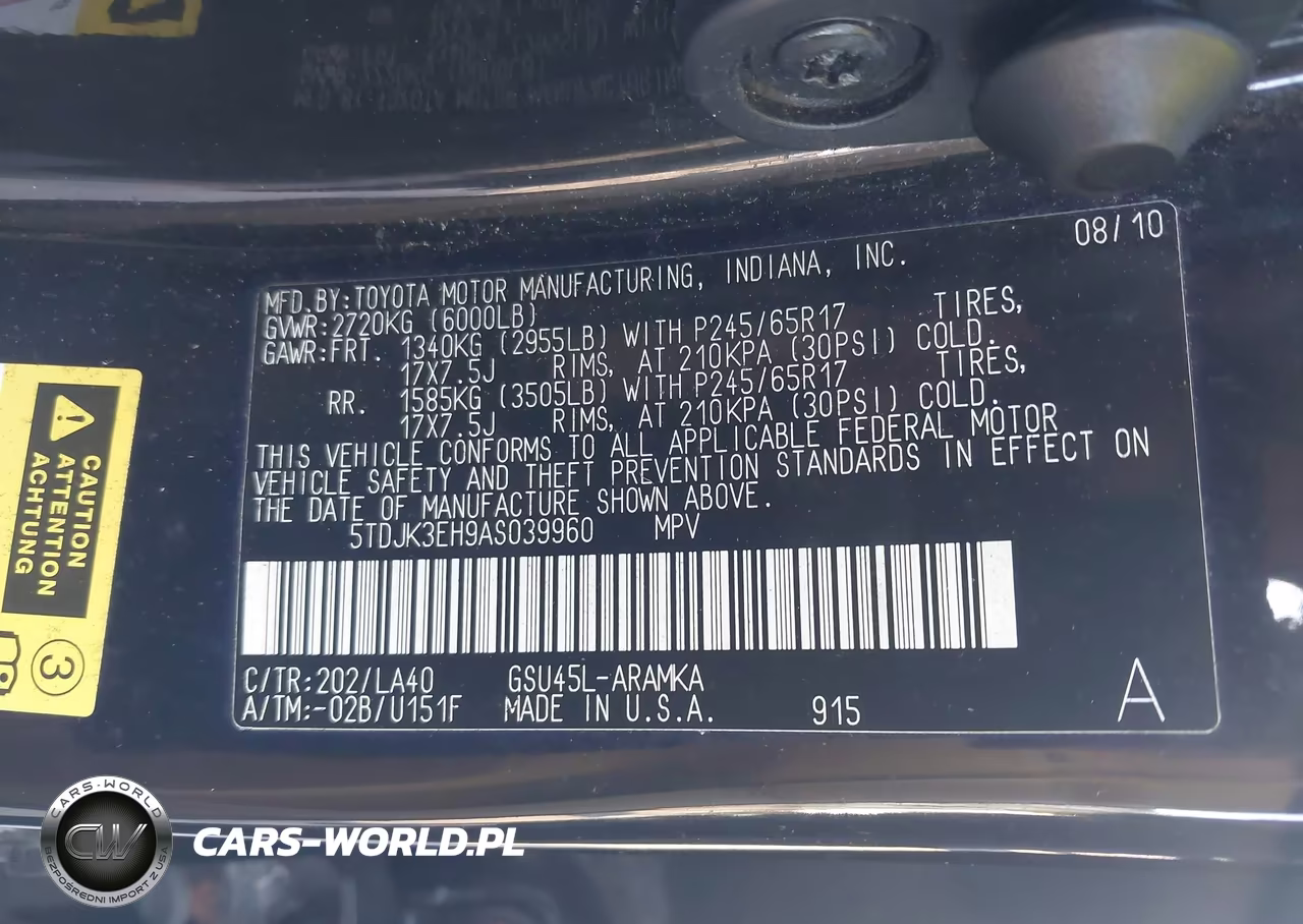 2010 Toyota Highlander Se V6 VIN:5TDJK3EH9AS039960 - 9