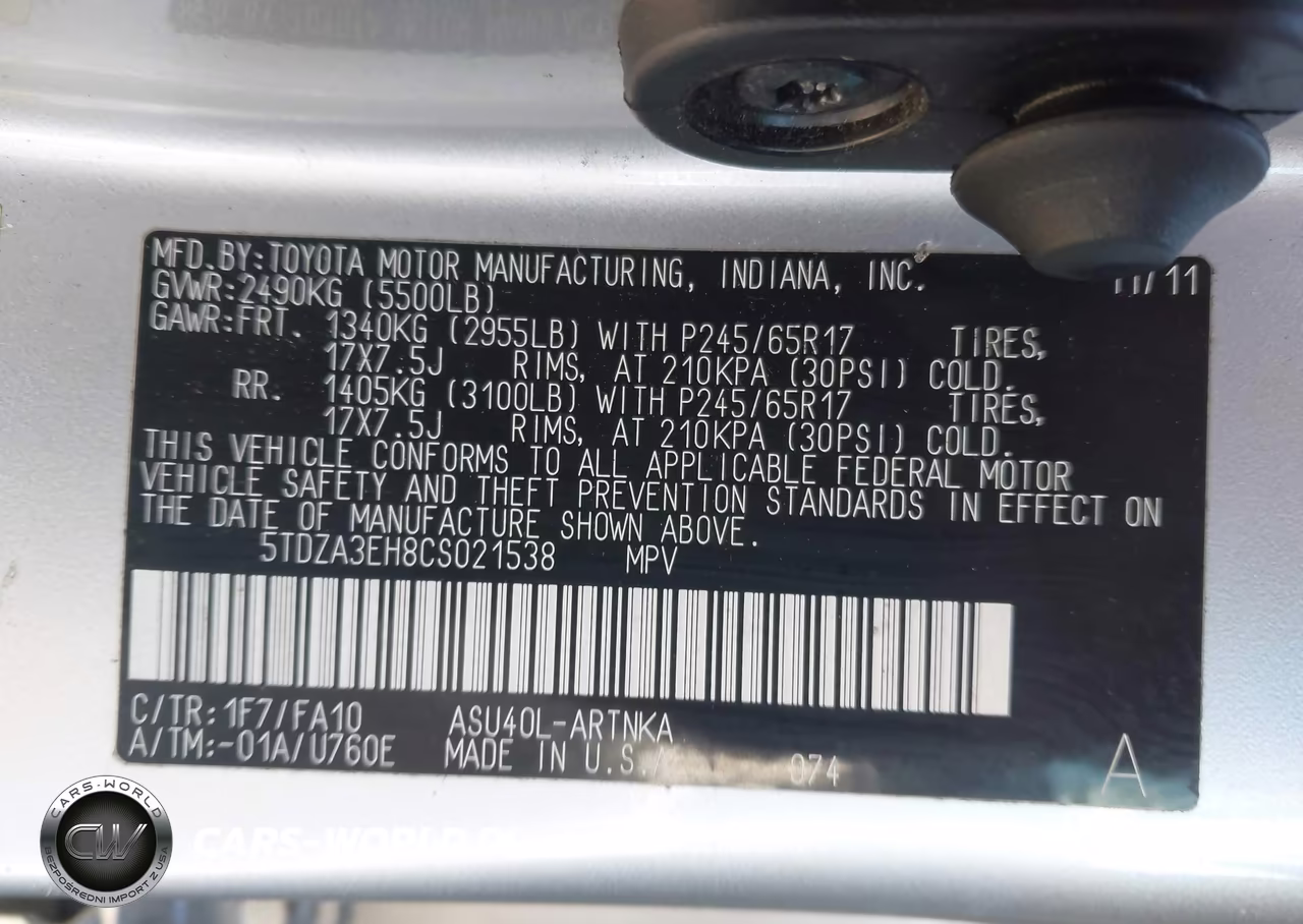 2012 Toyota Highlander VIN:5TDZA3EH8CS021538 - 9