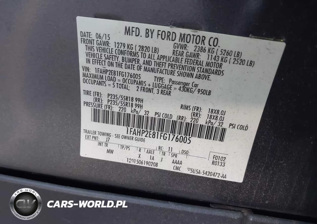 2015 Ford Taurus Sel VIN:1FAHP2E81FG176005 - 9