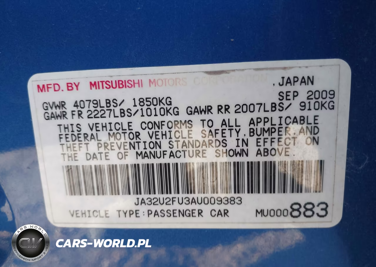 2010 Mitsubishi Lancer Es VIN:JA32U2FU3AU009383 - 9
