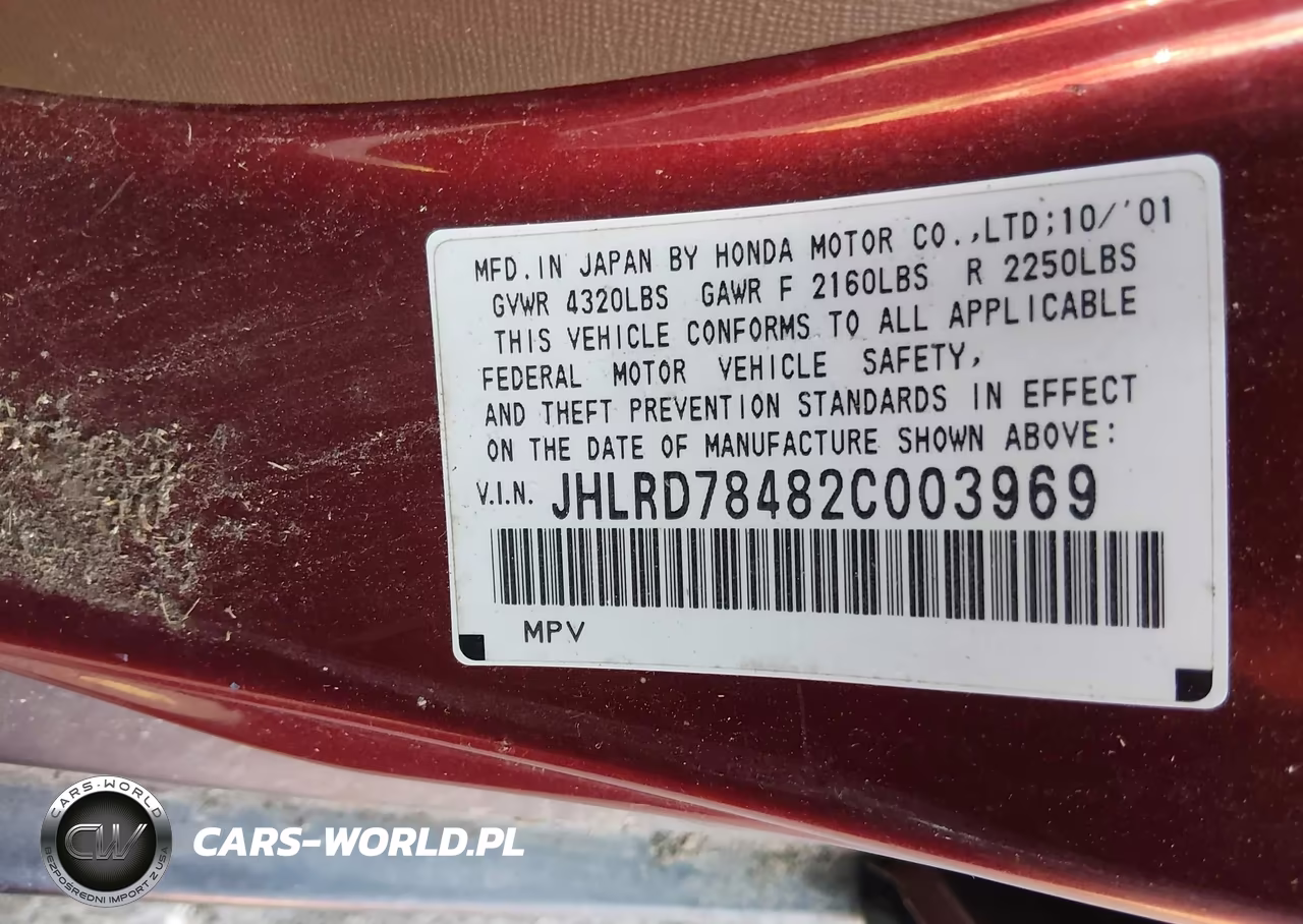 2002 Honda Cr-V Lx VIN:JHLRD78482C003969 - 9