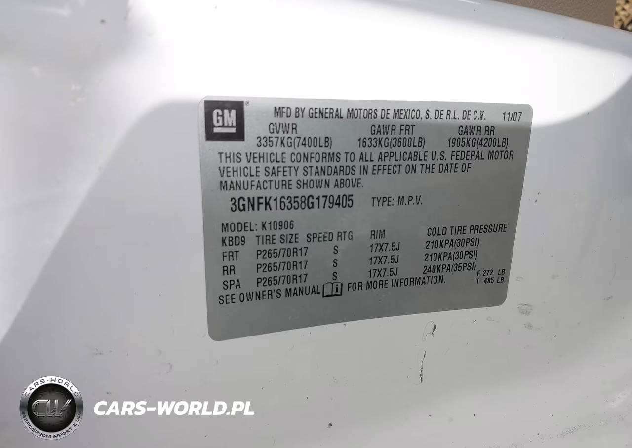 2008 Chevrolet Suburban 1500 Lt VIN:3GNFK16358G179405 - 9