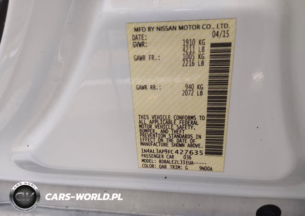 2015 Nissan Altima 2.5-2.5 S-2.5 Sl-2.5 Sv VIN:1N4AL3AP9FC427635 - 17