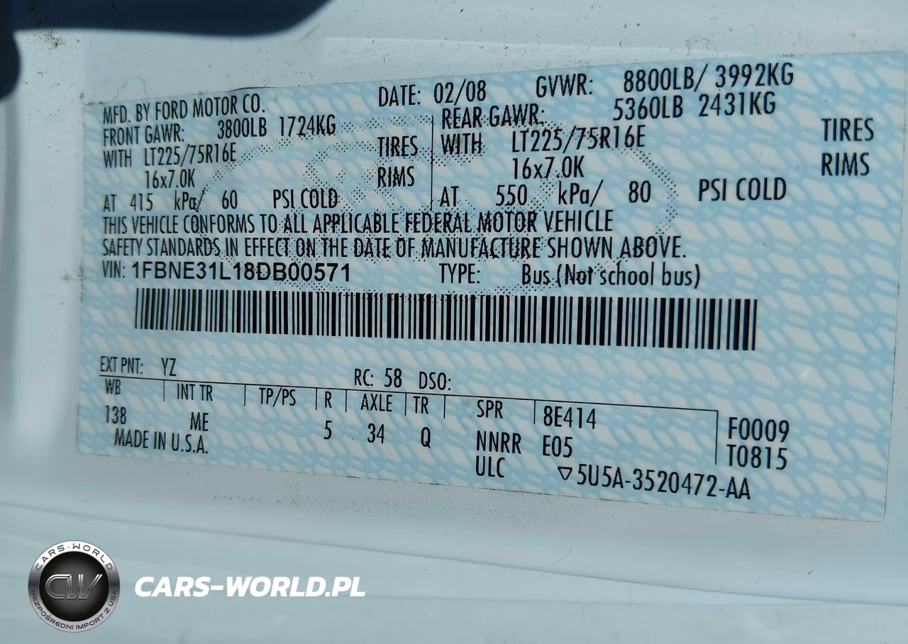 2008 Ford E-350 Super Duty Xl-Xlt VIN:1FBNE31L18DB00571 - 9