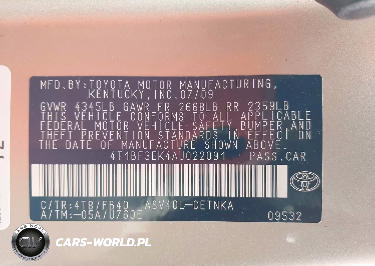 2010 Toyota Camry Le VIN:4T1BF3EK4AU022091 - 9