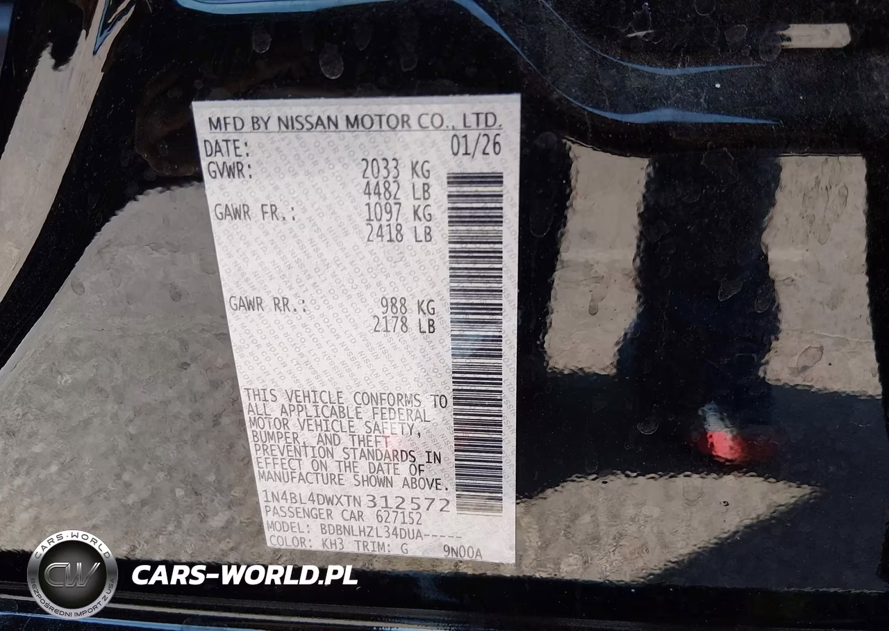 2026 Nissan Altima Sv Awd VIN:1N4BL4DWXTN312572 - 9