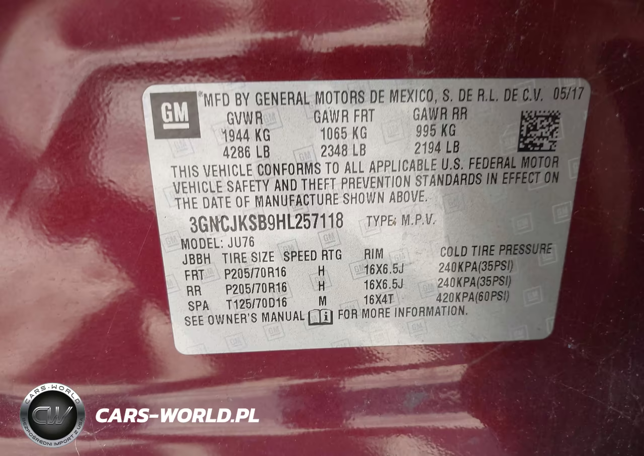 2017 Chevrolet Trax Ls VIN:3GNCJKSB9HL257118 - 9