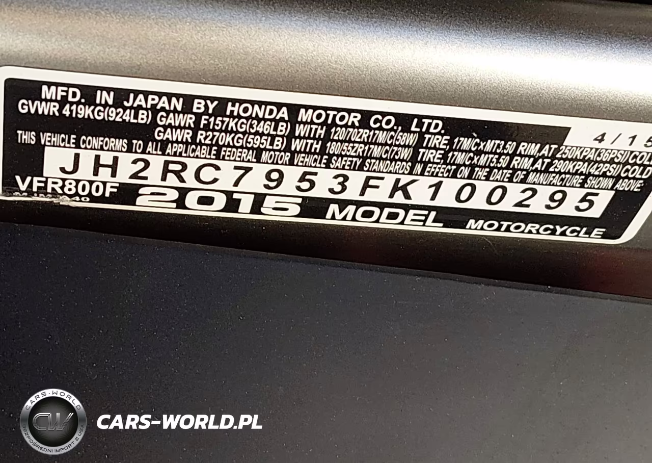 2015 Honda Vfr800 F VIN:JH2RC7953FK100295 - 10