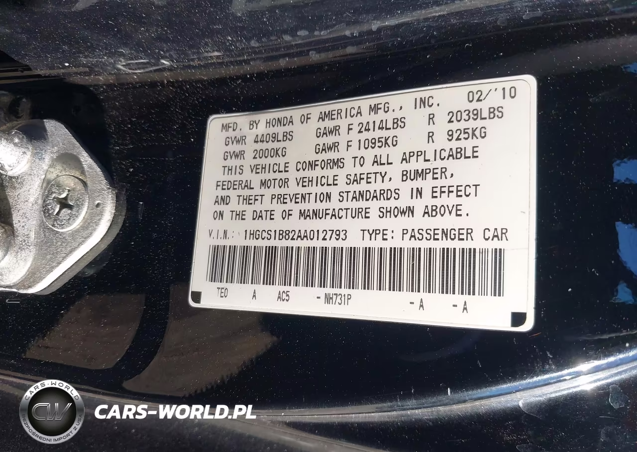 2010 Honda Accord 2.4 Ex-L VIN:1HGCS1B82AA012793 - 9