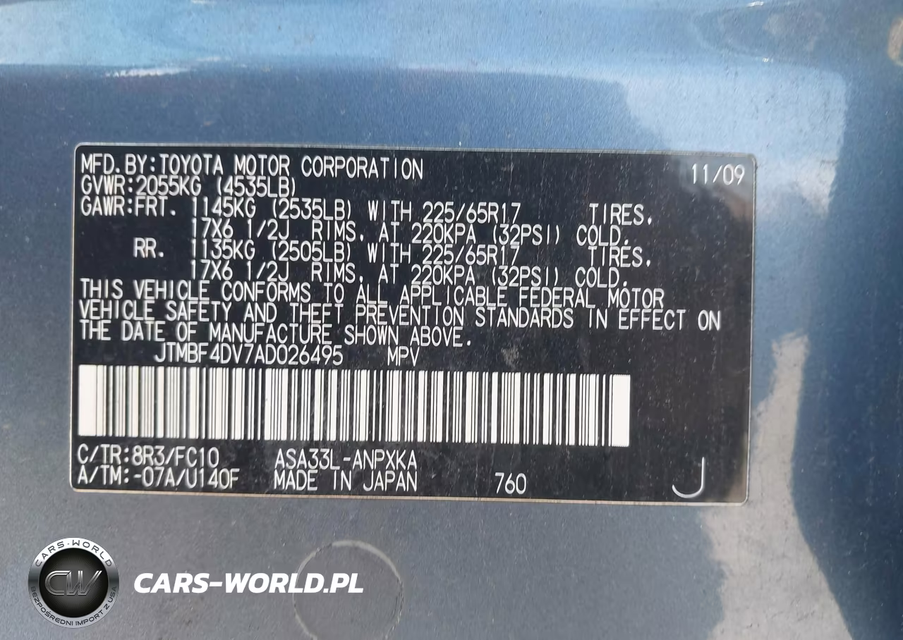 2010 Toyota Rav4 VIN:JTMBF4DV7AD026495 - 9