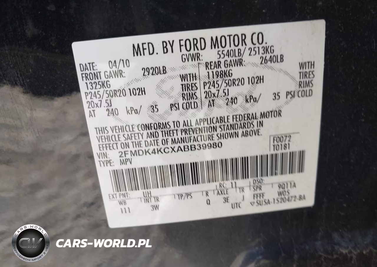 2010 Ford Edge Limited VIN:2FMDK4KCXABB39980 - 9