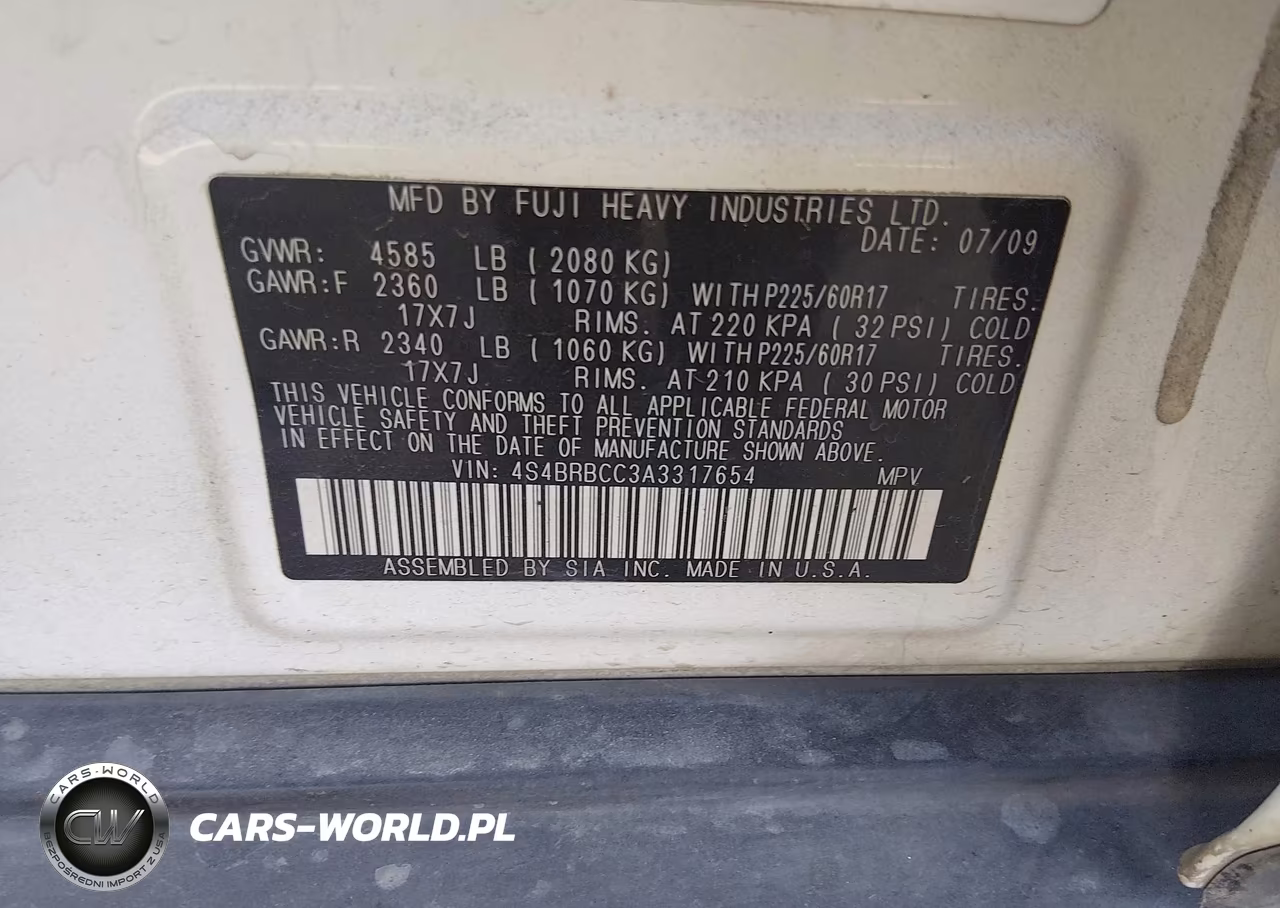 2010 Subaru Outback 2.5I Premium VIN:4S4BRBCC3A3317654 - 9