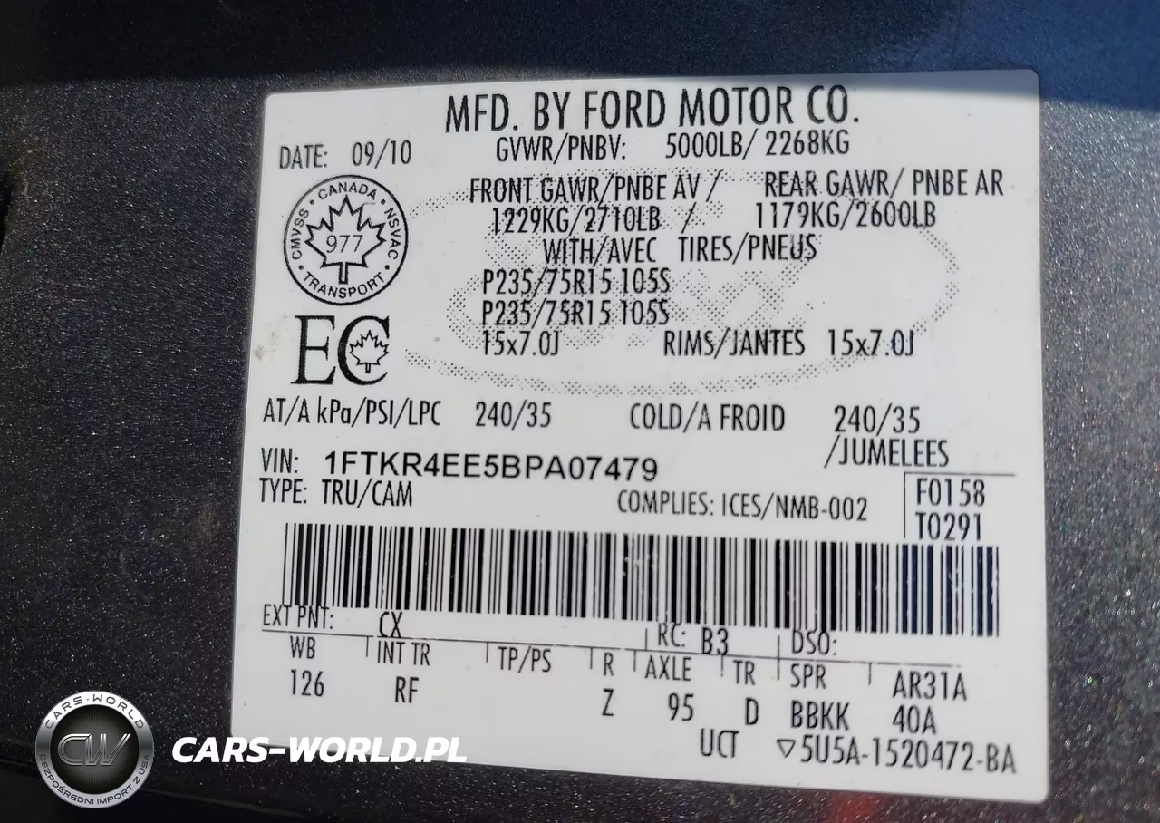 2011 Ford Ranger Sport VIN:1FTKR4EE5BPA07479 - 9