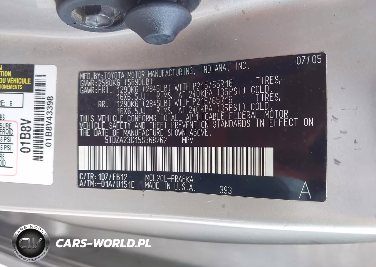 2005 Toyota Sienna Le VIN:5TDZA23C15S368262 - 9
