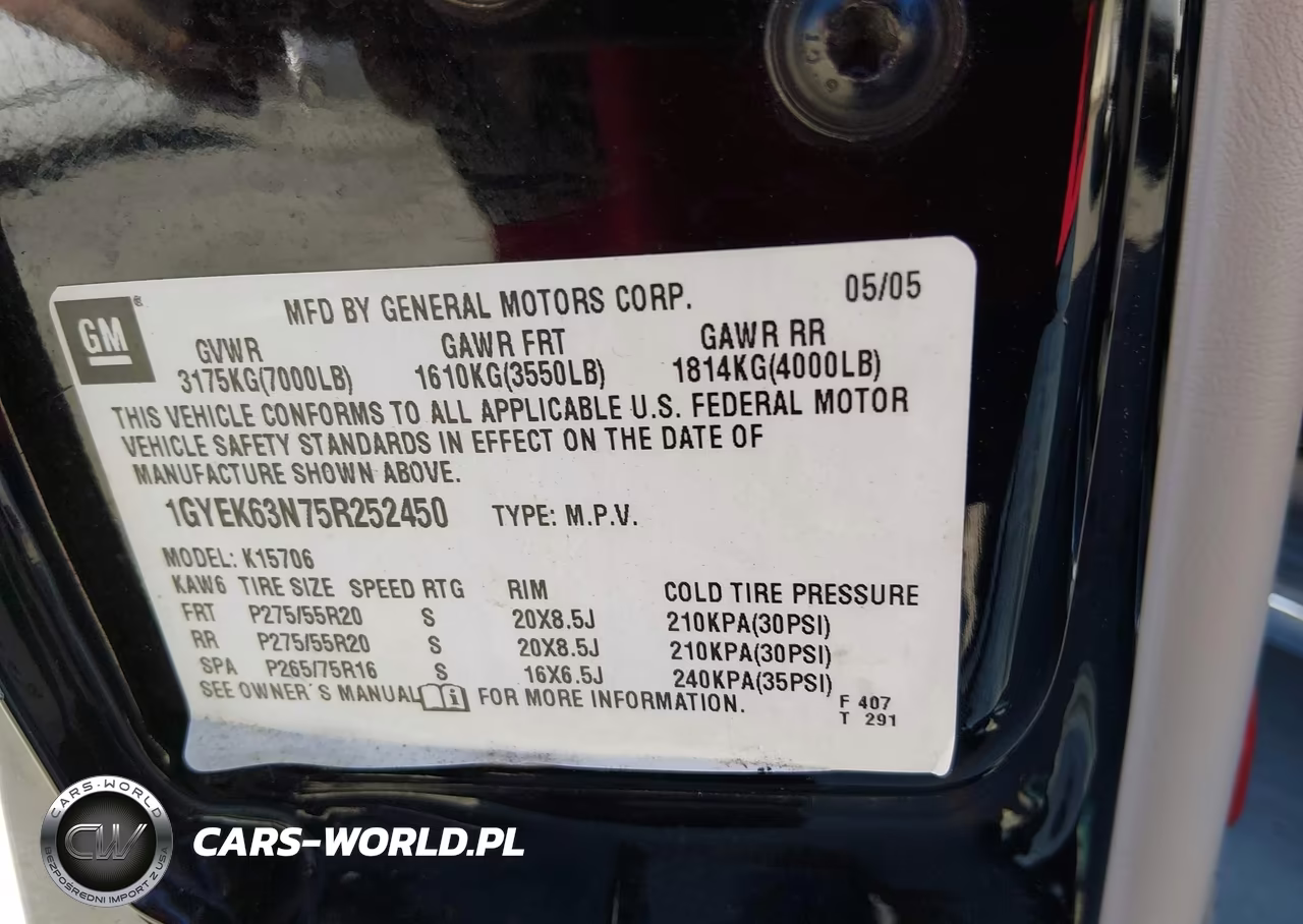 2005 Cadillac Escalade Standard VIN:1GYEK63N75R252450 - 9