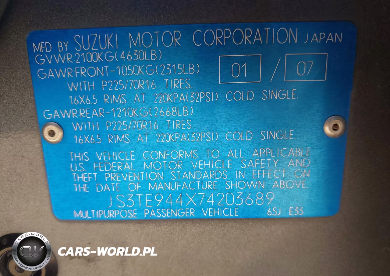 2007 Suzuki Grand Vitara Xsport VIN:JS3TE944X74203689 - 9