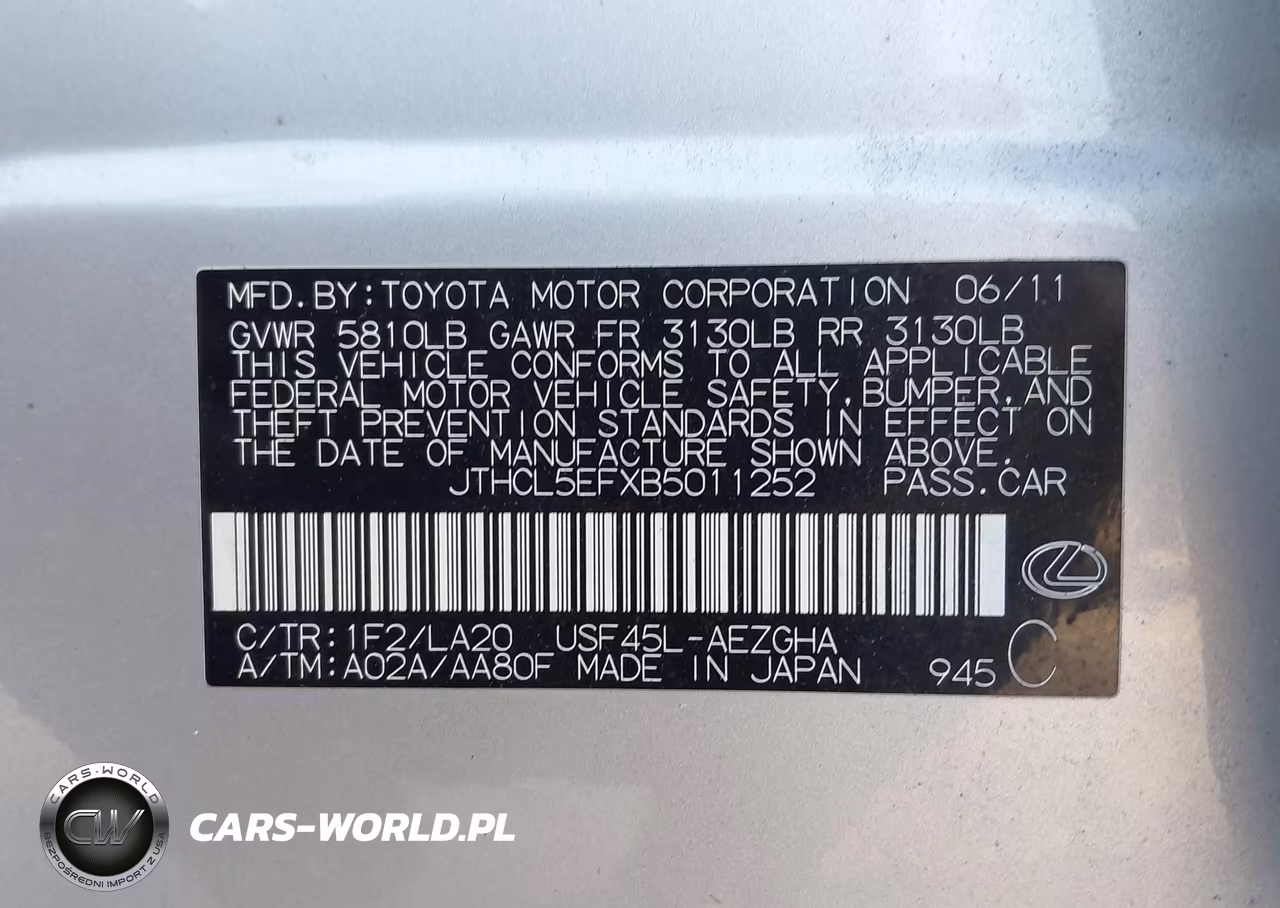 2011 Lexus Ls 460 VIN:JTHCL5EFXB5011252 - 9