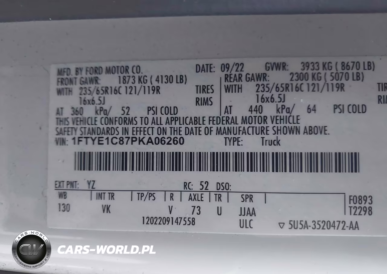 2023 Ford Transit-150 VIN:1FTYE1C87PKA06260 - 9